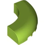 Brick Round Corner 5 x 5 x 1 Curved, Bottom Cut Outs, No Studs, 9 Bottom Tubes / Lime