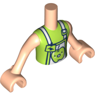 Lego Minidoll Torso Boy White Apron, Lime Trim, Lime Shirt, Apple / Light Nougat