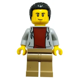 Restaurant Owner, Light Bluish Grey Torso, Dark Tan Legs, Black Hair