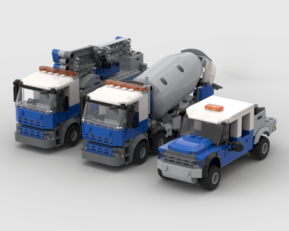 Lego Cement Truck Bundle – 3x Vehicle MOC Pack