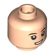 Minifig Head Princess Leia, Dark Brown Eyebrows, Open Mouth Smile/Frown / Light Nougat