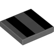 Tile 2 x 2 with 2 Black Stripes Print / Dark Bluish Gray