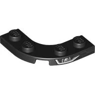 Plate Round Corner 3 x 3 with 2 x 2 Round Cutout and Silver Headlight Print / Black