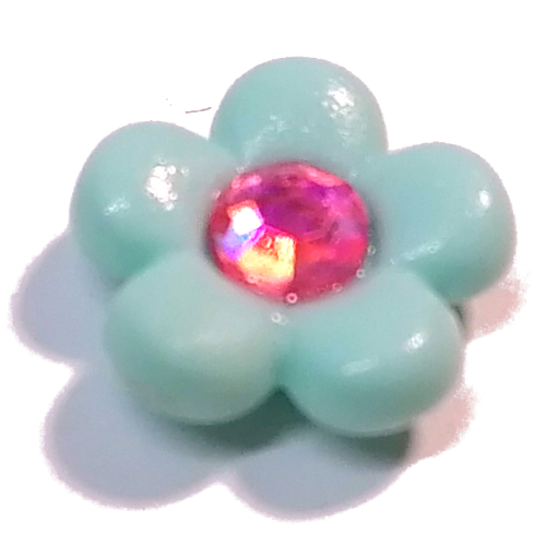 Lego Clikits Icon, Flower 2 x 2 Small, 5 Petals with Pin [Frosted] Trans-Pink Center Facet Gem / Aqua