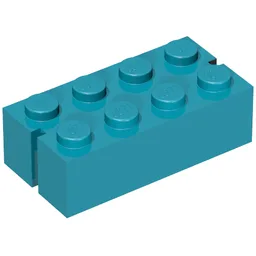 Brick 2 x 4 without Bottom Tubes, Slotted (with 2 slots) / Vintage Blue