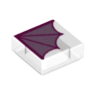 Tile 1 x 1 with Lavender Bat Wing Print / Trans-Clear