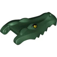 Animal Body Part, Alligator / Crocodile Head Upper Jaw with Yellow Eyes Print / Dark Green