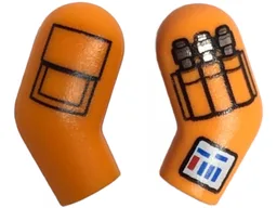 Arm, (Matching Left and Right) Pair with SW Pilot Pockets, 3 Bullets, Panel with Red and Blue Buttons Pattern / Orange
