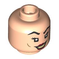 Lego Minifig Head Bellatrix Lestrange, High Eyebrows, Evil Grin / Annoyed Print / Light Nougat