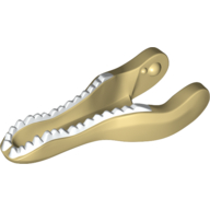 Lego Animal Body Part, Dinosaur, Baryonyx Lower Jaw with White Teeth / Tan