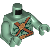 Lego Torso Muscles, Scales, Belts and Medallion Print, Sand Green Arms and Hands / Sand Green