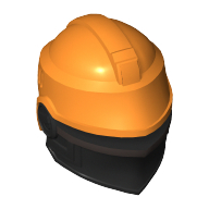 Lego Helmet, Raised Centre Ridge, Eye Slot, with Black Faceguard Print / Orange