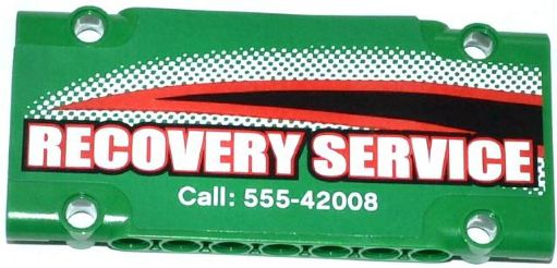 Lego Technic, Panel Plate 5 x 11 x 1 with 'RECOVERY SERVICE' and 'Call: 555-42008' Pattern Model Right Side (Sticker) - Set 42008