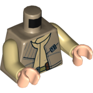 Lego Torso Vest with Tan Undershirt, General Insignia Print (Rebel), Tan Arms, Light Nougat Hands / Dark Tan