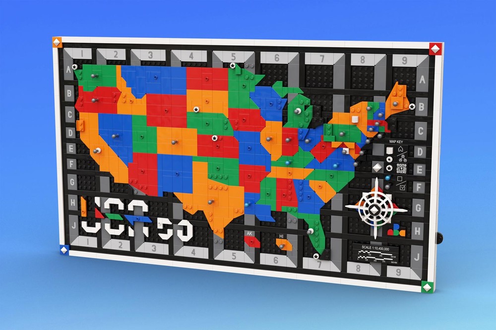 Lego Retro Travel Pin Map - USA 50📍🗺️