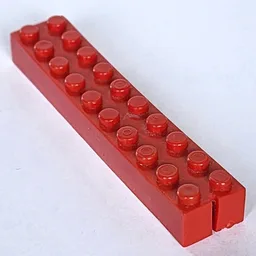 Brick 2 x 10 without Bottom Tubes, 1 End Slot / Red