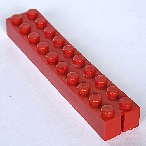 Lego Brick 2 x 10 without Bottom Tubes, 1 End Slot / Red