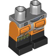 Lego Hips with Orange Legs and Black Boots Pattern with Pockets, Silver Straps, Olive Green Ammo Belt print