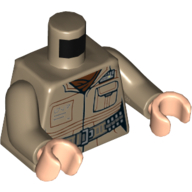 Lego Torso Jacket with Pocket and Gray Utility Belt Print (Rose), Dark Tan Arms, Light Nougat Hands / Dark Tan
