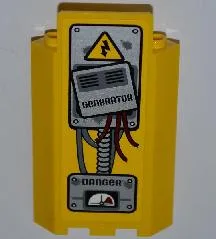 Panel 3 x 3 x 6 Corner Wall without Bottom Indentations with 'GENERATOR', Cables, 'DANGER' and Gauge Pattern (Sticker) - Set 5887