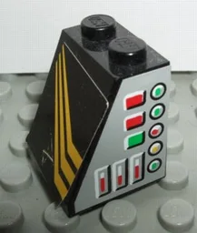 Slope 65 2 x 2 x 2 without Bottom Tube with Gauges and Diagonal Yellow Stripes Pattern Model Right Side (Stickers) - Set 8425