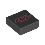 Tile 1 x 1 with Red R/T Print / Black