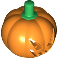 Lego Costume / Mask, Pumpkin with Jack O' Lantern Face and Green Stem Print / Orange
