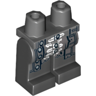 Lego Hips and Black Legs with Dark Bluish Gray Naval Uniform Jacket Tails Tattered with Silver Buttons and White Trim Print / Dark Bluish Gray