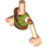Lego Minidoll Torso Boy with Light Nougat Arms and Hands with Lime Shirt with Copper Leaf on Armor Print / Light Nougat
