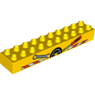 Lego Duplo Brick 2 x 10 with Tools and Red and White Stripes Print