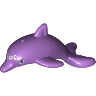 Lego Animal, Dolphin, Jumping with Blue Eyes and White Decorative Trim on Forehead Print / Medium Lavender