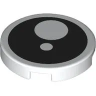 Tile Round 2 x 2 with Black Circle, White Circles / Eye Print / White