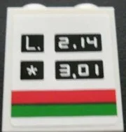 Brick 1 x 2 x 2 with Inside Stud Holder with 'L. 2.14' and '* 3.01' Pattern (Sticker) - Set 3180