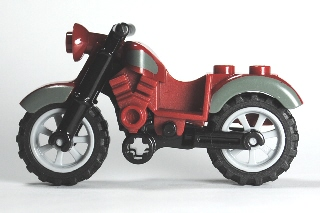 Lego Motorcycle Vintage with Black Chassis and Light Bluish Gray Wheels with Dark Bluish Gray Trim Pattern