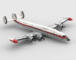 Lockheed L-1049 Super Constellation with its red livery and its external fuel tanks
