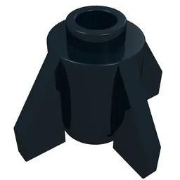 Brick Round 1 x 1 with Fins, Open Stud / Black