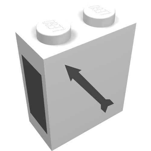 Lego Brick 1 x 2 x 2 with Bottom Tube and Train Point Left Print