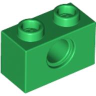Lego Technic Brick 1 x 2 [1 Pin Hole] / Green