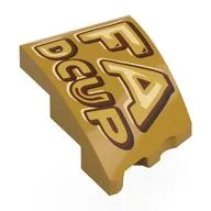 Brick Wedged, Curved 3 x 2 with Stud Notch Left with 'FA', 'DCUP' Print