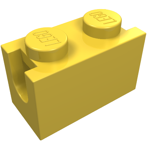Lego Brick Special 1 x 2 with Digger Bucket Arm Holder / Yellow