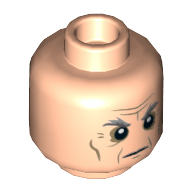 Lego Minifig Head Salazar Slytherin, Dark and Light Bluish Gray Eyebrows, Dark Tan Facial Lines Print [Hollow Stud] / Light Nougat