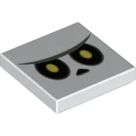 Tile 2 x 2 with Yellow and Black Eyes Print (Bone Goomba Face) / White