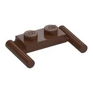 Plate Special 1 x 2 with Handles [Flat Ends / Low Attachment] / Brown