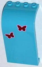Panel 3 x 4 x 6 Curved Top with 2 Butterflies Pattern (Stickers) - Set 3186 / Medium Azure