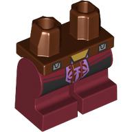 Lego Hips and Dark Red Medium Legs with Gold Belt Buckle, Lavender Decorations, Black Cloth print / Reddish Brown