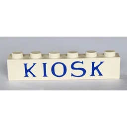 Brick 1 x 6 with 'KIOSK' Serif Blue Print / White