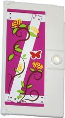 Lego Door 1 x 4 x 6 with Stud Handle with Nailed Wooden Boards, Rose Vines and Red Butterfly Pattern Model Right Side (Sticker) - Set 41039