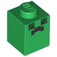 Brick 1 x 1 with Pixelated Back Face (Creeper) Print / Green