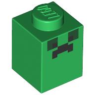 Lego Brick 1 x 1 with Pixelated Back Face (Creeper) print