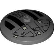 Lego Dish 4 x 4 Inverted [Radar] with TIE Hatch Print / Dark Bluish Gray